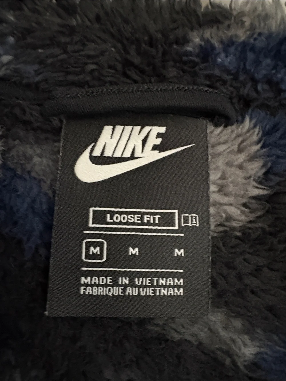 Nike Kids Black Hooded Jacket with Blue & Gray Fleece